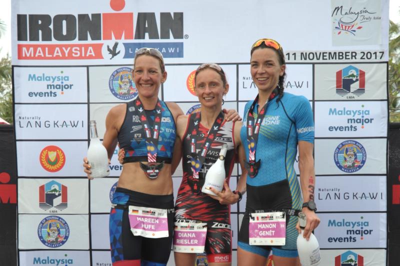Women's Podium (from L-R) Mareen Hufe (Second Place), Diana Riesler (4th defending champion) & Manon Genet (third Place)